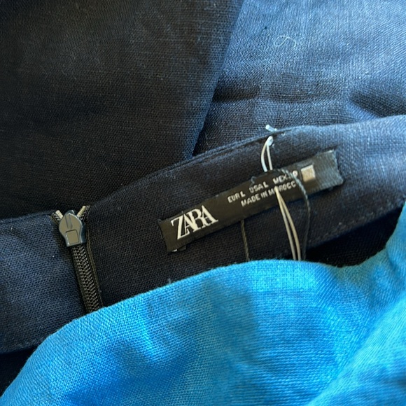 NWOT Zara Linen Blend Pencil Skirt Color Block Bloggers Fav  Large - Picture 7 of 9